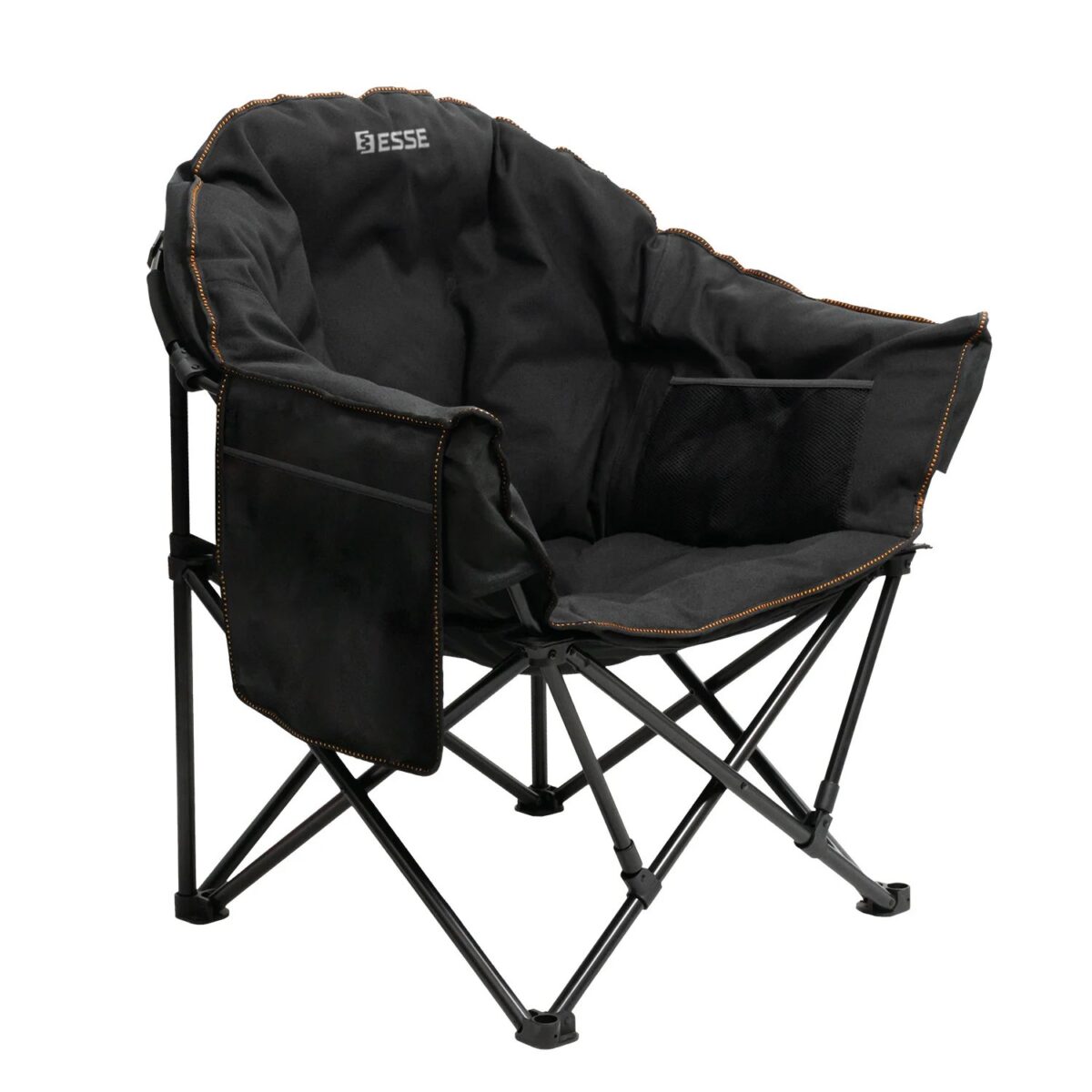 Round padded moon-style folding camp chair
