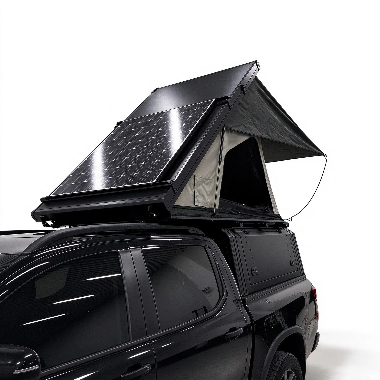 Light Clam Shell RTT open with solar panel on the lid